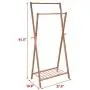 Sdoveb Garment Rack Foldable Wooden Double Pole Clothes Rack with 2 Side Hooks - Coat Hanger Wardrobe Shoe Rack for Home Bedroom Hanging Rack (Natural)