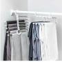 5pcs Random Color 5 Tier Multi-Function Portable Clothes Hanger Pants Racks Trousers Hanger Clothes Storage Drying Hanger Stainless Steel