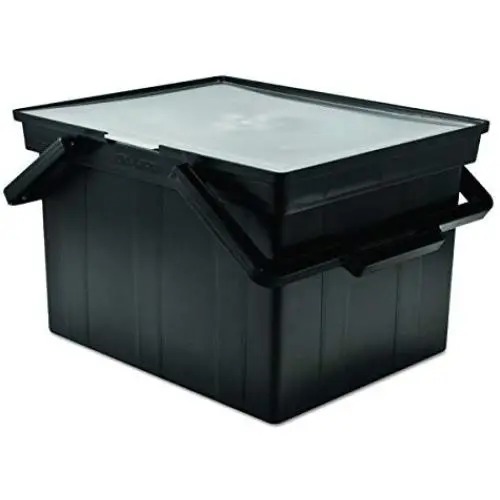 ADVANTUS Companion Letter/Legal Portable Plastic File Box, Includes Lid and Handles, 17 x 14 x 11 Inches, Black (TLF-2B)
