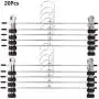 MEIYIN 20 Pcs Stainless Steel Trouser Hanger Rack Coat Pants Skirt Hangers Clothes Stand Holder with 2 Adjustable Non-Slip Clips 28cm MEIYIN 20 Pcs Stainless Steel Trouser Hanger Rack Coat Pants Skirt Hangers Clothes Stand Holder with 2 Adjustable Non-Slip Clips 28cm