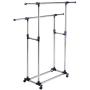 Super buy HEAVY DUTY DOUBLE ADJUSTABLE PORTABLE CLOTHES HANGER ROLLING GARMENT RACK RAIL