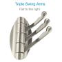 Swivel Robe Towel Hook, APLusee Hinged Triple Pronged Coat Hook, Utility Home Storage Foldable Towel Hanger, Brushed Nickel