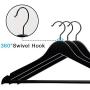 KWEE Hangers Wood 20 Pack, Non Slip Pants Bar -Smooth Finish Solid Wood Coat Hanger with 360° Swivel Hook and Precisely Cut Notches for Camisole, Jacket,Pant, Dress Clothes Hangers - Black