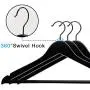 KWEE Hangers Wood 20 Pack, Non Slip Pants Bar -Smooth Finish Solid Wood Coat Hanger with 360° Swivel Hook and Precisely Cut Notches for Camisole, Jacket,Pant, Dress Clothes Hangers - Black