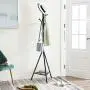 SONGMICS Coat Rack Stand with 6 Hooks and Storage Shelf, Urban Industrial Style, Corner Hall Tree Hanger for Entryway, Hallway, for Clothing, Hats, Bags, Black URCR26BC