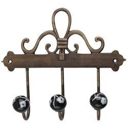 Indianshelf Handmade 1 Artistic Vintage Black Ceramic Floral Key Hooks Hangers/Key Holder for Wall