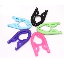 Set of 10 - Folding Clothes Hangers Portable Plastic Travel Hanger with Anti-slip Grooves