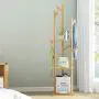 Tree Rack with 3 Shelves Coat Racks Free Standing with 9 Hooks for Hall Bedroom Hallway Corner Compact Clothes Hanger, Easy to Assemble 168CM
