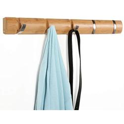 LANGRIA Wall Mounted Floating Coat Rack with Foldable 5 Hooks Storage Shelf for The Clothes and Hat