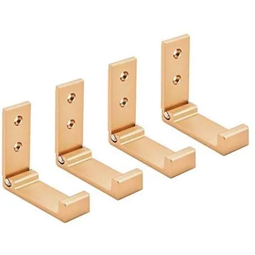 Pack of 4, Foldable Wall Mount Hanging Hooks, Aluminum Cloth Hanger, Headset Wall Hanger, Aluminum Wallmount Hook, Hold Up to 20kg with Screws (Golden)