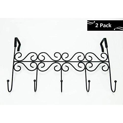 HOLADON 5 Hanger Rack- 5 Metal Hooks for Hanging Clothes, Over Door Storage Rack ? Organizer Hooks for Coats, Over Door Hanger for Clothes,Hats, Handbags, Clothes or Towels (Black)