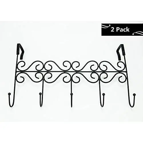 HOLADON 5 Hanger Rack- 5 Metal Hooks for Hanging Clothes, Over Door Storage Rack ? Organizer Hooks for Coats, Over Door Hanger for Clothes,Hats, Handbags, Clothes or Towels (Black) HOLADON 5 Hanger Rack- 5 Metal Hooks for Hanging Clothes, Over Door Storage Rack ? Organizer Hooks for Coats, Over Door Hanger for Clothes,Hats, Handbags, Clothes or Towels (Black)