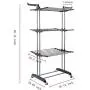 AlwaysPrekit 3-Layer Rolling Clothes Drying Rack Folding Laundry Dryer Hanger with Foldable Wings Shape Indoor Outdoor Grey