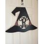 Monogram Witch Hat Door Hanger - Witch Hat Wreath - Halloween Door Hanger - Witch Hat Initial Wreath - Fall Door Hanger - Halloween Decor