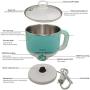 DCIGNA Electric Hot Pot, 1.5L Electric Noodle Cooker, Stainless Steel Mini Shabu Hot Pot, Perefect For Boiling Water, Ramen, Egg, Pasta, Dumpling, Soup, Oatmeal (Blue)