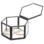 Feyarl Jewelry Trinket Glass Boxes Ornate Ring Earring Boxes Preserved Flower Glass Boxes Organizer Decorative Boxes Storage (Black)