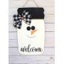 Snowman Door Hanger, Christmas Decoration, Mason Jar Winter Decor - Snowman Decor for Front Door