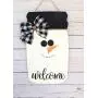 Snowman Door Hanger, Christmas Decoration, Mason Jar Winter Decor - Snowman Decor for Front Door
