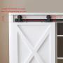 WINSOON 7FT Top Mounted Super Mini Sliding Barn Door Cabinet Hardware Kit for Double Doors TV Stands Small Wardrobe Cabinets, T Shape Hanger (NO Cabinet)