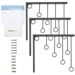 Kernorv Wall Clothing Rack, Wall Garment Racks 5 Rings Hanging Clothing Garment Rack (Set of 3, Black)