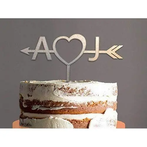 A Love J wooden Arrow cake topper,Arrow & Initials Cake Topper,Personalized Cake Topper,wedding cake topper