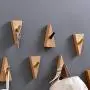Garneck Wood Wall Hook Adhesive Triangle Door Back Hook Modern Wall Clothes Hanger for Living Room Entrance Key Holder 2 PCS