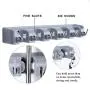 SAVICOS Mop and Broom Holder, Multipurpose Wall Mounted Heavy Duty Tool Organizer Storage Hooks,Ideal Broom Hanger for Kitchen Garden and Garage Laundry Room,5 Position with 6 Hooks
