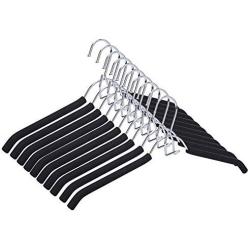 JS HANGER Coat Hangers, Metal Suit Hangers with Non-Slip Foam Coating, Space Saving Add On Hooks - Black, Set of 10