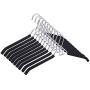 JS HANGER Coat Hangers, Metal Suit Hangers with Non-Slip Foam Coating, Space Saving Add On Hooks - Black, Set of 10