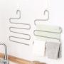 IDEALCRAFT Pants Hangers Scarf Hanger 5 Layers Space Saving Stainless Steel Clothes Organizer with 10 Clips, S Shape(4 Pack)