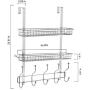 Coat Rack, MILIJIA Over The Door Hanger with Mesh Basket, Detachable Storage Shelf for Towels, Hats, Handbags, Coats (Chrome-2 Layer)