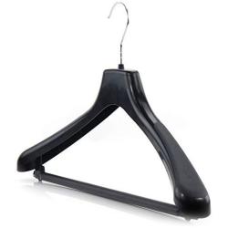 HANGERWORLD 5 Black 17.8inch Plastic Coat Clothes Garment Pant Skirt Bar Hangers 1.96inch Shoulder Support