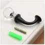 KFZ Crystal Glass Wall Hook,Hat Coat Clothes Hook,Tie Back Hooks Holder for Curtain Tiebacks Zinc Alloy,HAO-000708 (1 Pack, 0007Black-Transparent White)