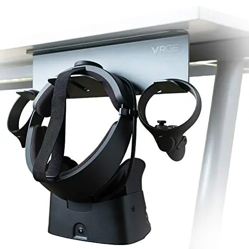 VRGE Universal VR Under Desk Mount Storage Stand - For Oculus Rift, Rift S, Quest, HTC Vive, Vive Pro, Playstation VR, Valve Index and Mixed Reality Headsets VRGE Universal VR Under Desk Mount Storage Stand - For Oculus Rift, Rift S, Quest, HTC Vive, Vive Pro, Playstation VR, Valve Index and Mixed Reality Headsets