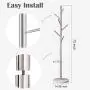 Jolitac Metal Coat Rack Stand Satin Steel Finish Stable Marble Base, High-Grade with Hooks Metal Tree Hat & Coat Hanger Floor Free Standing Wall Bedroom Easy Assembly (Satin Steel) Jolitac Metal Coat Rack Stand Satin Steel Finish Stable Marble Base, High-Grade with Hooks Metal Tree Hat & Coat Hanger Floor Free Standing Wall Bedroom Easy Assembly (Satin Steel)
