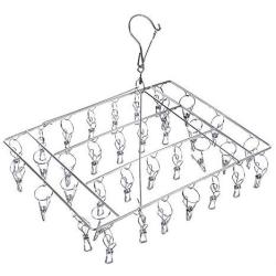 SupoRt256 Clothes Clips for Drying Stainless Steel Windproof Clothes Hanger Organizer with 36 Clips for Underwear Bra Socks Gloves Outdoor Airer Drying Hook Rack