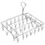 SupoRt256 Clothes Clips for Drying Stainless Steel Windproof Clothes Hanger Organizer with 36 Clips for Underwear Bra Socks Gloves Outdoor Airer Drying Hook Rack