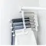 5pcs Random Color 5 Tier Multi-Function Portable Clothes Hanger Pants Racks Trousers Hanger Clothes Storage Drying Hanger Stainless Steel