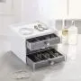 mDesign Plastic 3-Drawer Jewelry Organizer Boxes for Storage on Dresser, Vanity, Countertop - Holds Earrings, Bracelets, Necklaces, Bangles, Rings - White/Gray mDesign Plastic 3-Drawer Jewelry Organizer Boxes for Storage on Dresser, Vanity, Countertop - Holds Earrings, Bracelets, Necklaces, Bangles, Rings - White/Gray