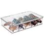 mDesign Plastic Rectangular Stackable Eye Glass Storage Organizer Holder Boxes for Sunglasses, Reading Glasses, Fashion Eye Wear, Accessories - 5 Sections, Hinged Lid - 2 Pack - Clear