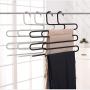 HJYPYJ Magic Hanger,Household Layered Storage Folding Hanger,Non-Slip Iron Trouser Hangers,Applicable Pants,Scarves,Ties Vertical Storage/Black / 5 pcs