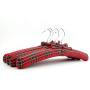 10 Pcs Red Plaid Fabric Padded Clothes Hanger, Non Slip Checked Style Fabric Coats Shirt Dress Hanger for Closet