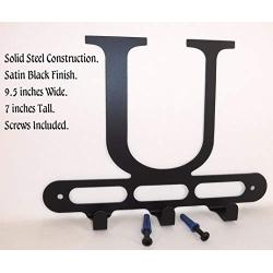 Capital Letter U Monogram Wall Hook Hanger. Satin Black. Solid Steel. Screws Included.