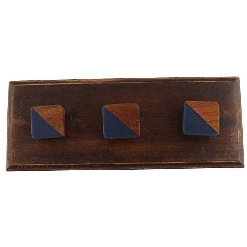 Indianshelf Handmade 1 Artistic Vintage Brown Wooden Square Wall Hooks Hangers/Bathroom Towel Holder