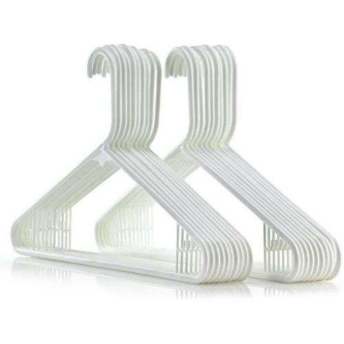 HANGERWORLD 20 White 16inch Plastic All Purpose Coat Clothes Garment Pant Skirt Bar Hangers Loop Hooks