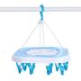 HHYHOME 20 Peg Indoor Sock Dryer Windproof Clips Underwear Towels Baby Clothes Drying Rack 360 Degree Rotatable Hook Space Saving Clothes Hangers,Blue