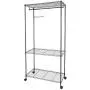 Cypressshop Moveable Portable Metal Garment Rack 3 Tiers Rolling Clothes Hanger Closet Organizer Hanging Shelf Rail Trolley Clothing Shelving Unit Home Furniture