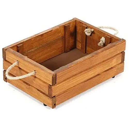 Fold able Organization Rustic Display Storage Wood Box, Mahogany Color (14&quotX20&quotX8”)