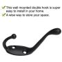 uxcell 24pcs Dual Wall Hooks Zinc Alloy Wall Mounted Coat Hat Key Double Robe Hooks Clothes Hanger Holder w Screws Black