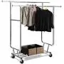 TomCare Garment Rack Double Clothes Racks Adjustable Clothing Rack Extensible Clothes Hanging Rack Commercial Grade Garment Rolling Racks for Hanging Heavy Duty Stainless Steel Garment Rack on Wheels